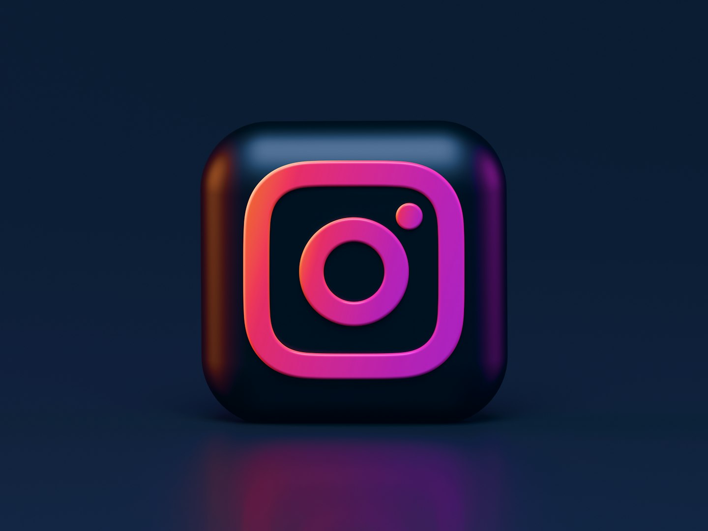 3d instagram logo on dark background